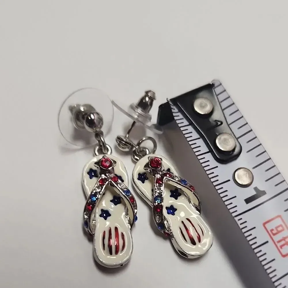 Red White and Blue Flip Flop Earrings